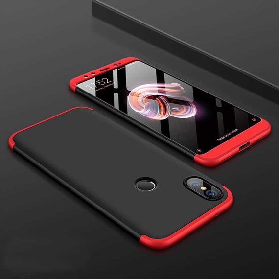 Microsonic Xiaomi Mi Max 3 Kılıf Double Dip 360 Protective Siyah Kırmızı 3
