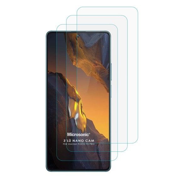 Microsonic Xiaomi Poco F5 Pro Screen Protector Nano Glass Cam Ekran Koruyucu 3 lü Paket 1