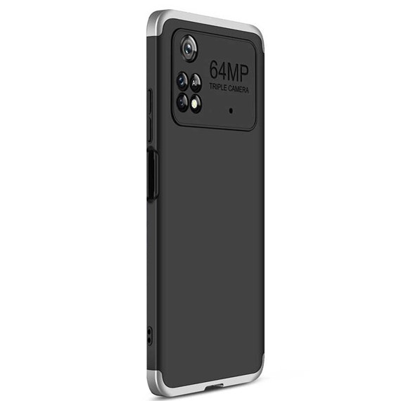 Microsonic Xiaomi Poco M4 Pro 4G Kılıf Double Dip 360 Protective Siyah Gri 2