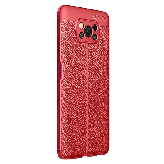 Microsonic Xiaomi Poco X3 Pro Kılıf Deri Dokulu Silikon Kırmızı 2