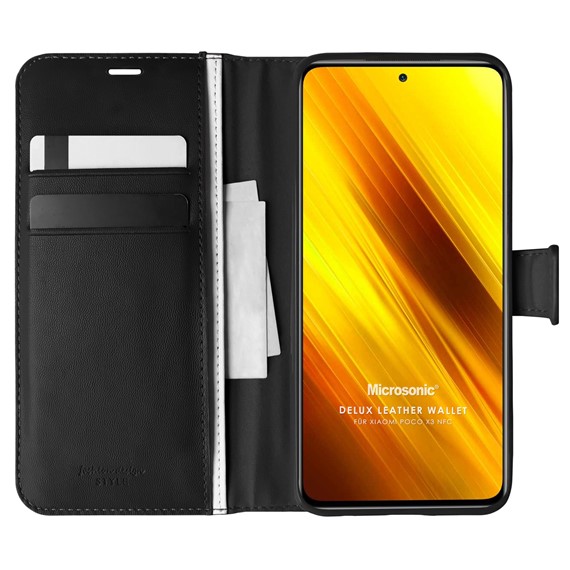 Microsonic Xiaomi Poco X3 Pro Kılıf Delux Leather Wallet Siyah 1