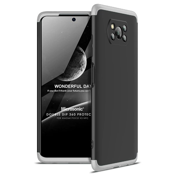 Microsonic Xiaomi Poco X3 Pro Kılıf Double Dip 360 Protective Siyah Gri 1