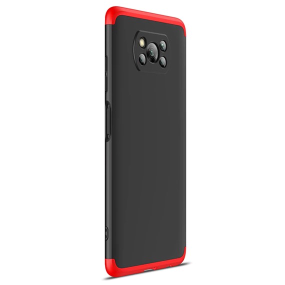 Microsonic Xiaomi Poco X3 Pro Kılıf Double Dip 360 Protective Siyah Kırmızı 2