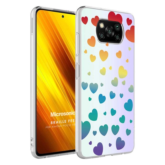 Microsonic Xiaomi Poco X3 NFC Braille Feel Desenli Kılıf Heart 1