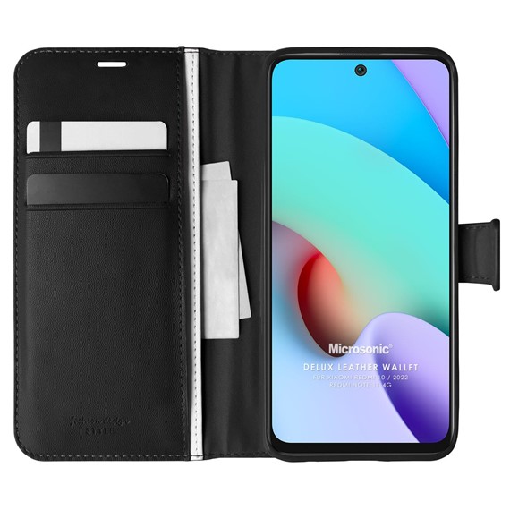 Microsonic Xiaomi Redmi 10 Kılıf Delux Leather Wallet Siyah 1