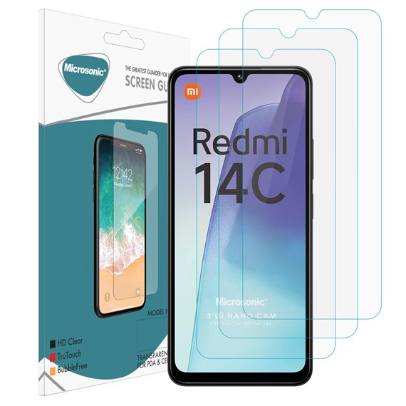 Microsonic Xiaomi Redmi 14C Screen Protector Nano Glass Cam Ekran Koruyucu 3 lü Paket 2