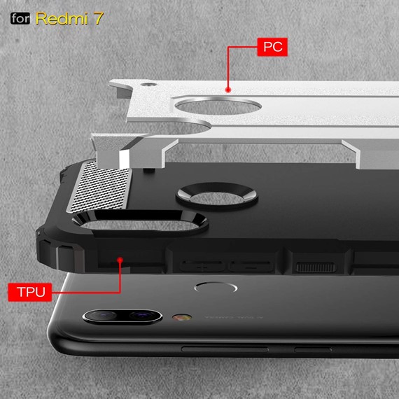 Microsonic Xiaomi Redmi 7 Kılıf Rugged Armor Gümüş 4