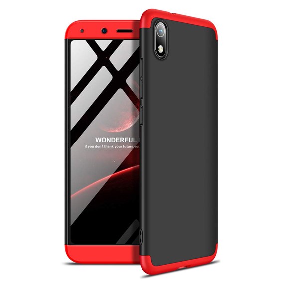 Microsonic Xiaomi Redmi 7A Kılıf Double Dip 360 Protective Siyah Kırmızı 1