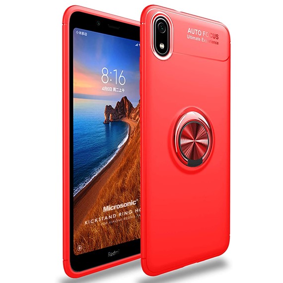 Microsonic Xiaomi Redmi 7A Kılıf Kickstand Ring Holder Kırmızı 1