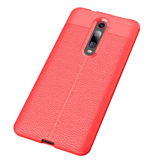 Microsonic Xiaomi Redmi K20 Kılıf Deri Dokulu Silikon Kırmızı 3