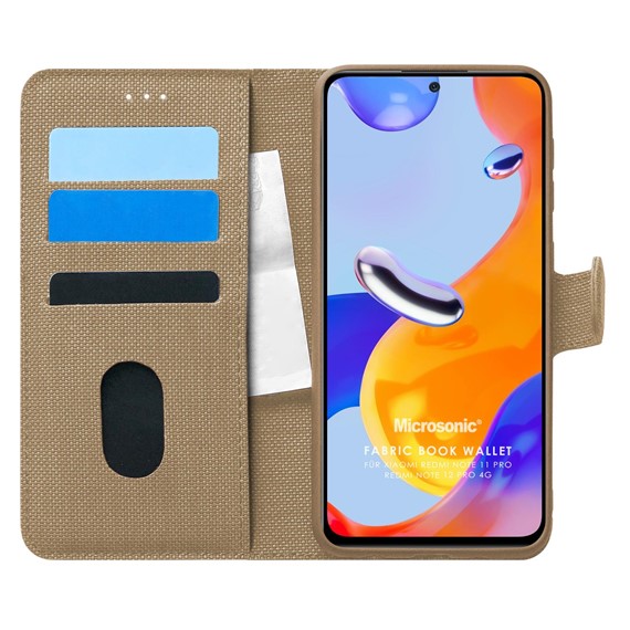 Microsonic Xiaomi Redmi Note 12 Pro 4G Kılıf Fabric Book Wallet Gold 1