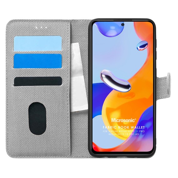 Microsonic Xiaomi Redmi Note 12 Pro 4G Kılıf Fabric Book Wallet Gri 1