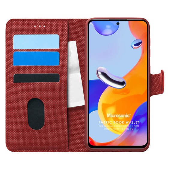 Microsonic Xiaomi Redmi Note 12 Pro 4G Kılıf Fabric Book Wallet Kırmızı 1