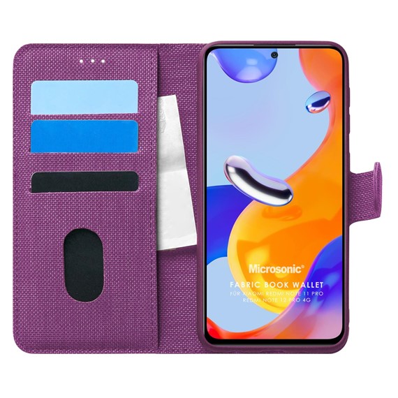 Microsonic Xiaomi Redmi Note 12 Pro 4G Kılıf Fabric Book Wallet Mor 1