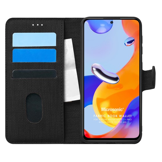 Microsonic Xiaomi Redmi Note 12 Pro 4G Kılıf Fabric Book Wallet Siyah 1