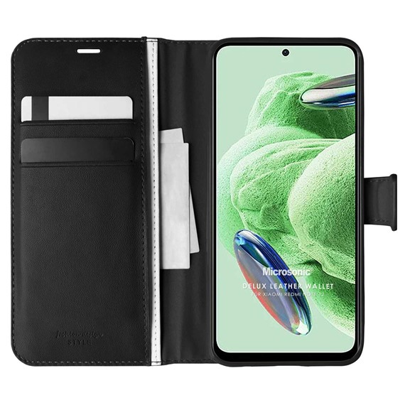 Microsonic Xiaomi Redmi Note 12 Kılıf Delux Leather Wallet Siyah 1