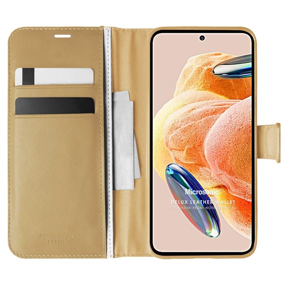 Microsonic Xiaomi Redmi Note 12 Pro 4G Kılıf Delux Leather Wallet Gold 1