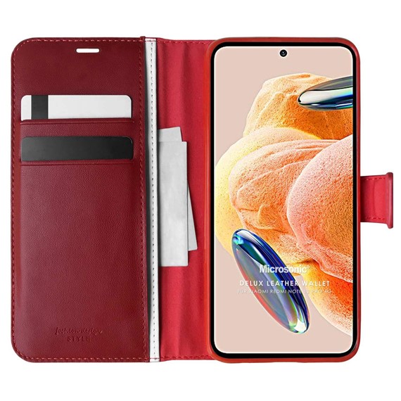 Microsonic Xiaomi Redmi Note 12 Pro 4G Kılıf Delux Leather Wallet Kırmızı 1