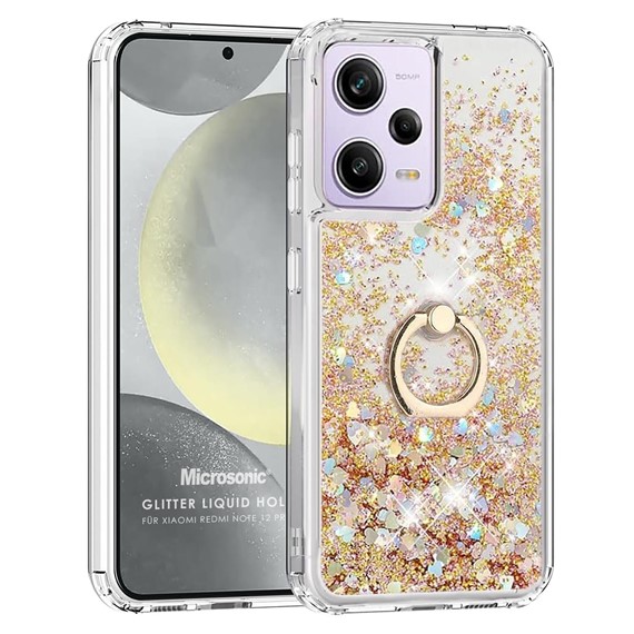 Microsonic Xiaomi Redmi Note 12 Pro 5G Kılıf Glitter Liquid Holder Gold 1