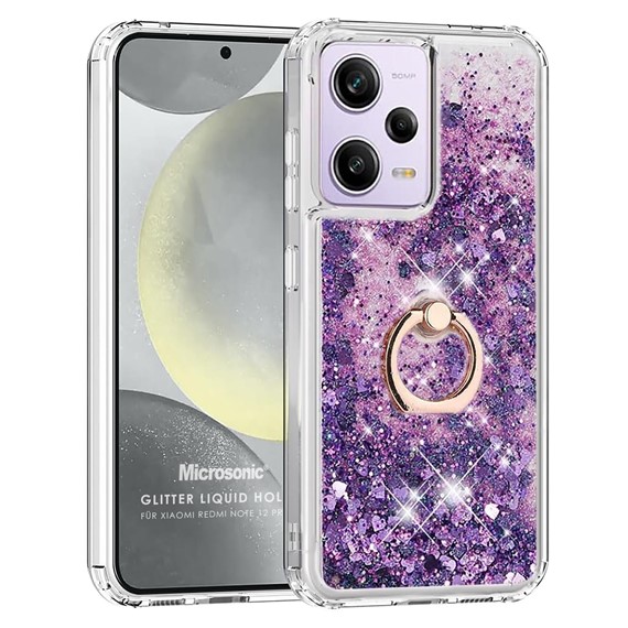 Microsonic Xiaomi Redmi Note 12 Pro Plus 5G Kılıf Glitter Liquid Holder Mor 1