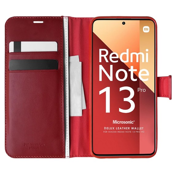 Microsonic Xiaomi Redmi Note 13 Pro 4G Kılıf Delux Leather Wallet Kırmızı 1