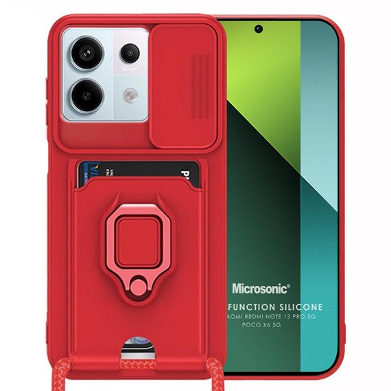 Microsonic Xiaomi Redmi Note 13 Pro 5G Kılıf Multifunction Silicone Kırmızı 1