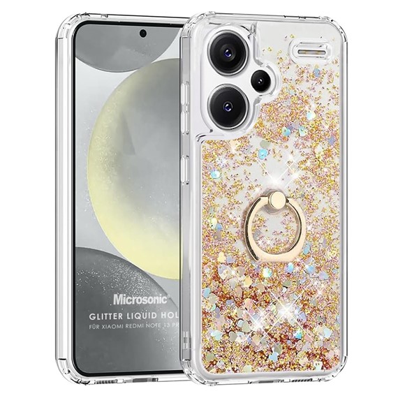 Microsonic Xiaomi Redmi Note 13 Pro Plus 5G Kılıf Glitter Liquid Holder Gold 1