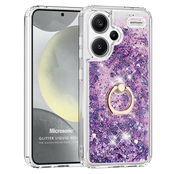 Microsonic Xiaomi Redmi Note 13 Pro Plus 5G Kılıf Glitter Liquid Holder Mor 1