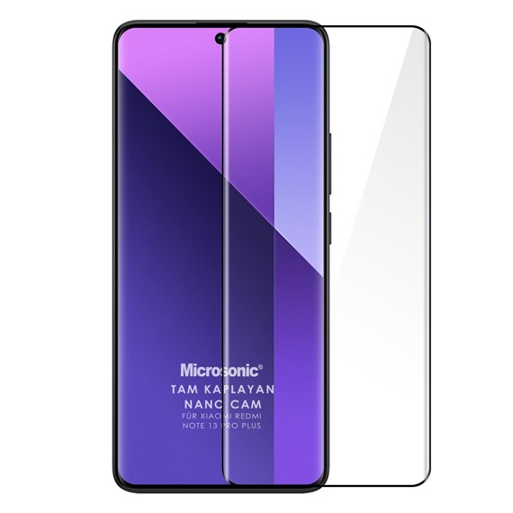 Microsonic Xiaomi Redmi Note 13 Pro Plus 5G Tam Kaplayan Nano Cam Ekran Koruyucu Siyah 1