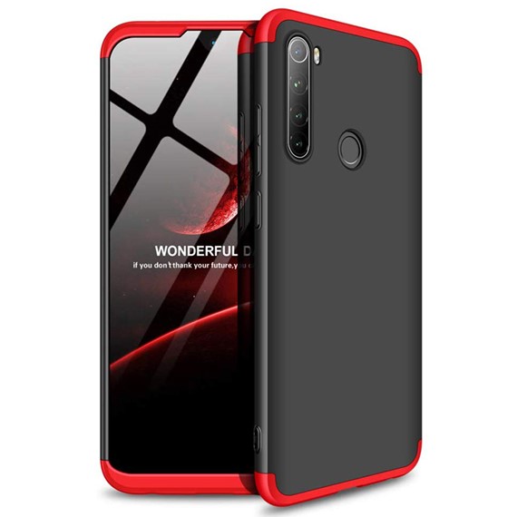 Microsonic Xiaomi Redmi Note 8 Kılıf Double Dip 360 Protective Siyah Kırmızı 1