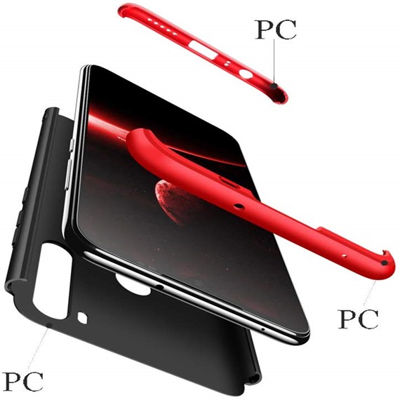Microsonic Xiaomi Redmi Note 8 Kılıf Double Dip 360 Protective Siyah Kırmızı 3
