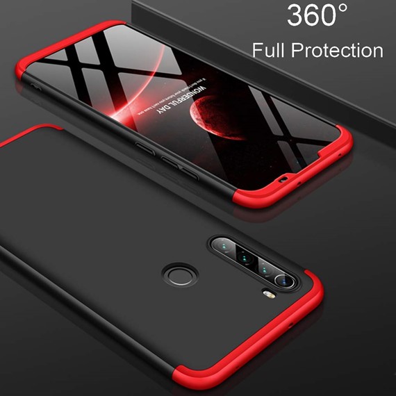 Microsonic Xiaomi Redmi Note 8 Kılıf Double Dip 360 Protective Siyah Kırmızı 4