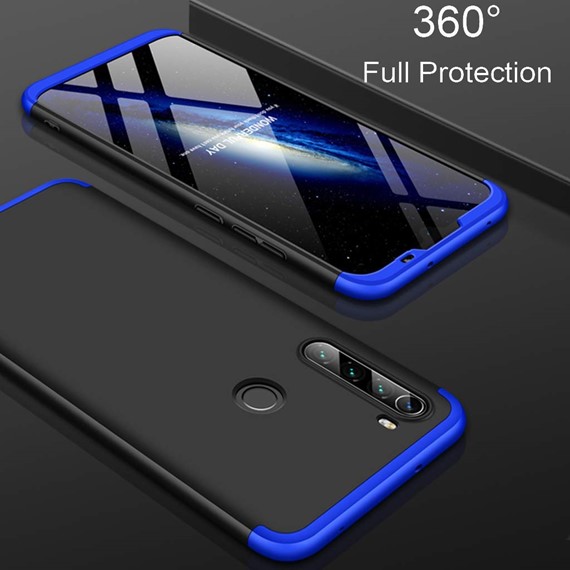 Microsonic Xiaomi Redmi Note 8 Kılıf Double Dip 360 Protective Siyah Mavi 4