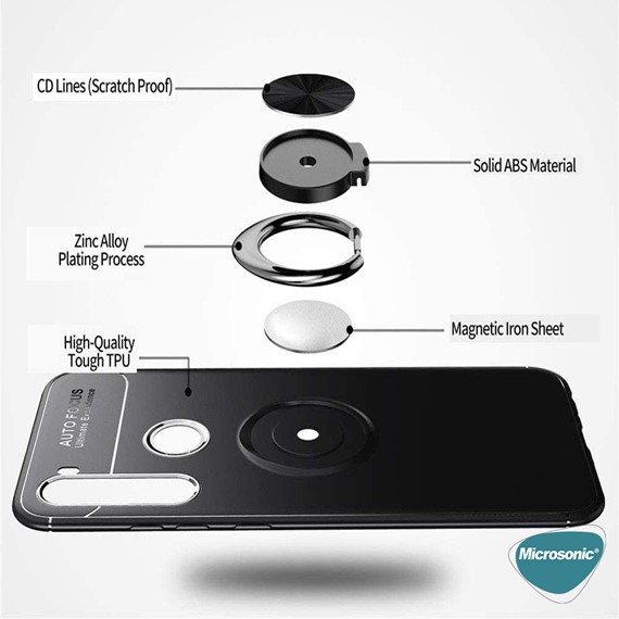 Microsonic Xiaomi Redmi Note 8 Kılıf Kickstand Ring Holder Siyah 4