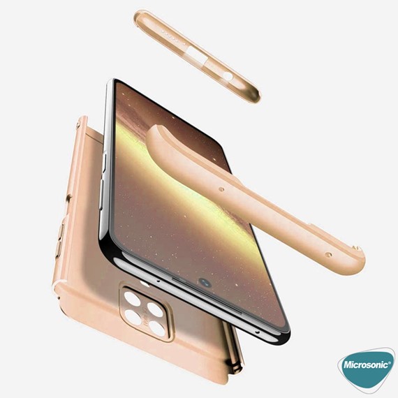 Microsonic Xiaomi Redmi Note 9 Pro Max Kılıf Double Dip 360 Protective Gold 3