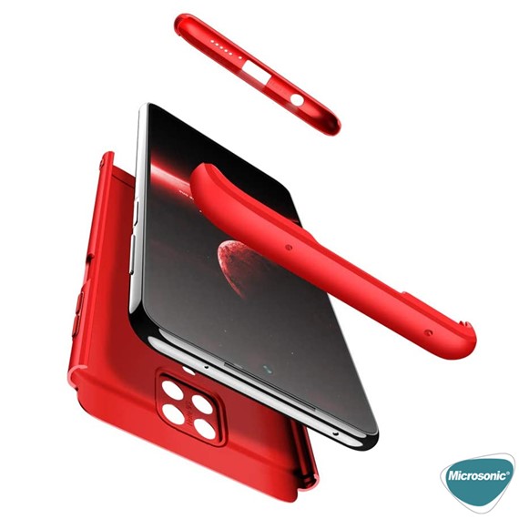 Microsonic Xiaomi Redmi Note 9 Pro Max Kılıf Double Dip 360 Protective Kırmızı 3