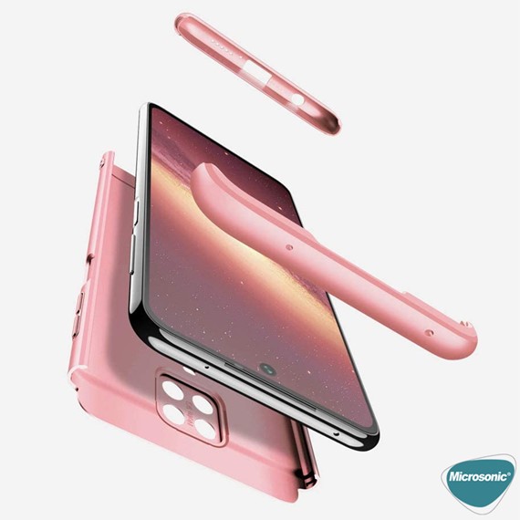 Microsonic Xiaomi Redmi Note 9 Pro Max Kılıf Double Dip 360 Protective Rose Gold 3