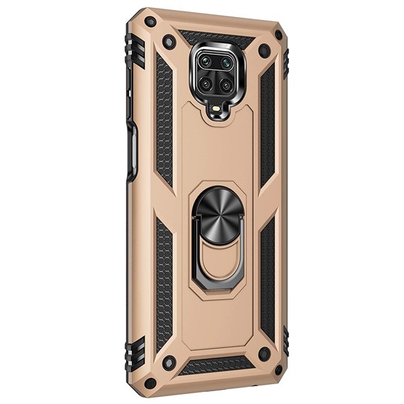 Microsonic Xiaomi Redmi Note 9 Pro Max Kılıf Military Ring Holder Gold 2