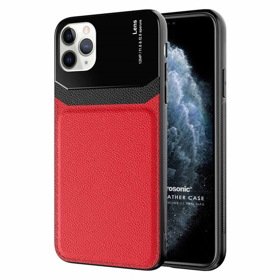 Microsonic Apple iPhone 11 Pro Max Kılıf Uniq Leather Kırmızı 1