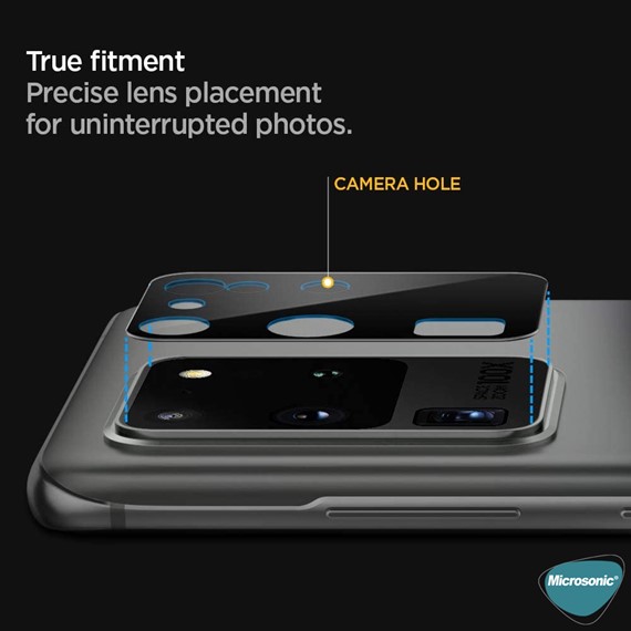 Microsonic Samsung Galaxy S20 Ultra Kamera Lens Koruma Camı V2 Siyah 3
