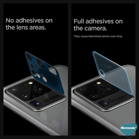 Microsonic Samsung Galaxy S20 Ultra Kamera Lens Koruma Camı V2 Siyah 5