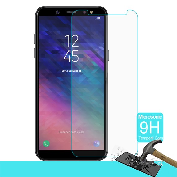 Microsonic Samsung Galaxy A6 2018 Temperli Cam Ekran koruyucu Kırılmaz film 1