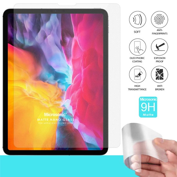 Microsonic Apple iPad Pro 11 2020 2 Nesil A2228-A2068-A2230 Matte Nano Glass Cam Ekran Koruyucu 1