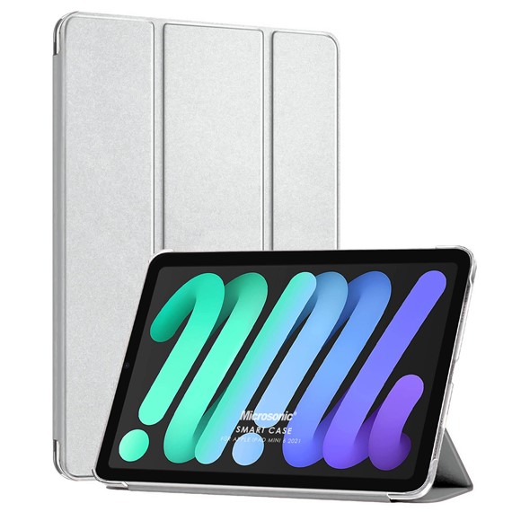 Microsonic Apple iPad Mini 6 2021 A2567-A2568-A2569 Smart Case ve arka Kılıf Gümüş 1