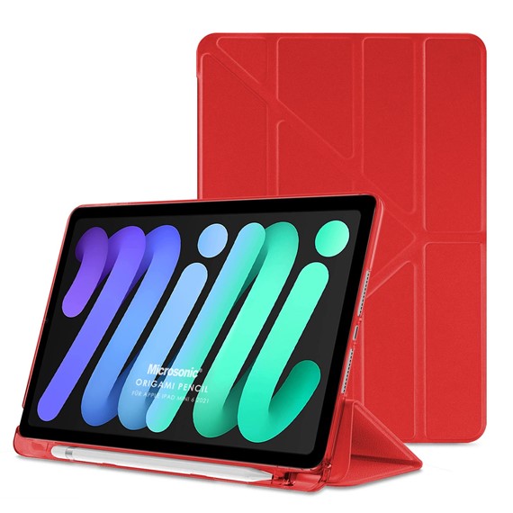 Microsonic Apple iPad Mini 6 2021 A2567-A2568-A2569 Kılıf Origami Pencil Kırmızı 1