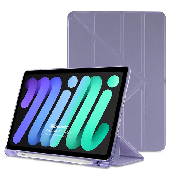 Microsonic Apple iPad Mini 6 2021 A2567-A2568-A2569 Kılıf Origami Pencil Lila 1