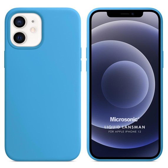 Microsonic Apple iPhone 12 Kılıf Liquid Lansman Silikon Mavi 1