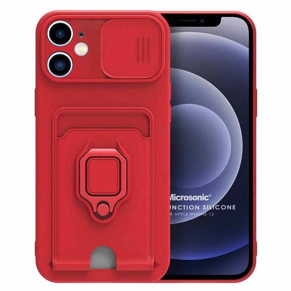 Microsonic Apple iPhone 12 Kılıf Multifunction Silicone Kırmızı 1