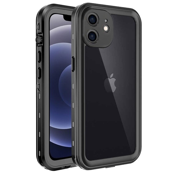Microsonic Apple iPhone 12 Kılıf Waterproof 360 Full Body Protective Siyah 1