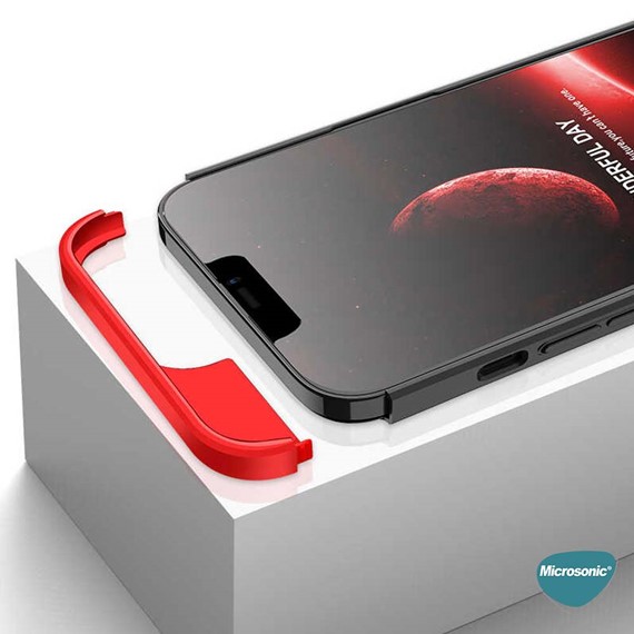 Microsonic Apple iPhone 13 Pro Max Kılıf Double Dip 360 Protective Kırmızı 3